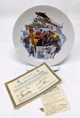 Official 1980 XIII Olympic Winter Games Collector Plate by Viletta Fine China
